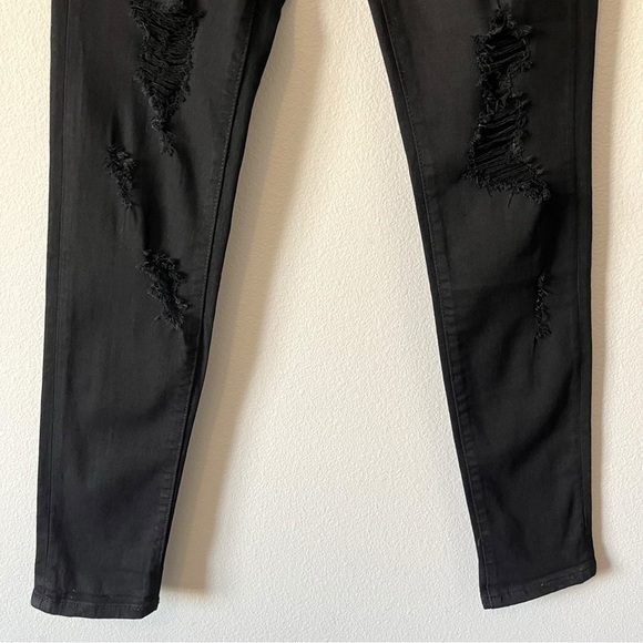 KanCan NEW High Rise Distressed Skinny Jeans Black Size 7/27 KC603BK - Picture 4 of 10